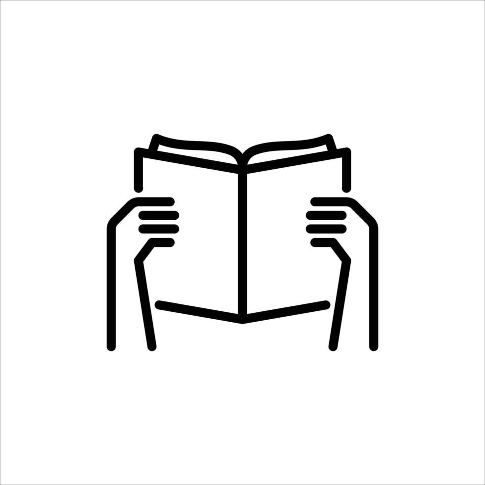 Reading book outline icon. Read book black line illustration. vector