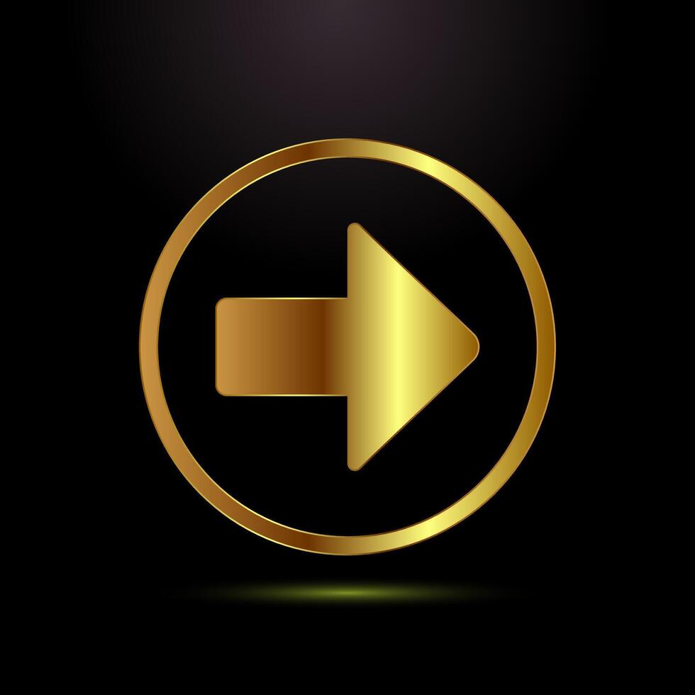 Arrow icon design, arrow sign in gold color style vector