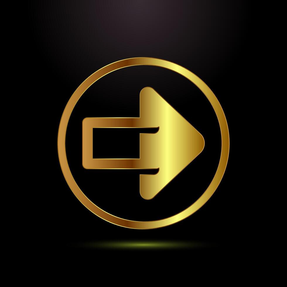 Arrow icon design, arrow symbol in gold color style vector