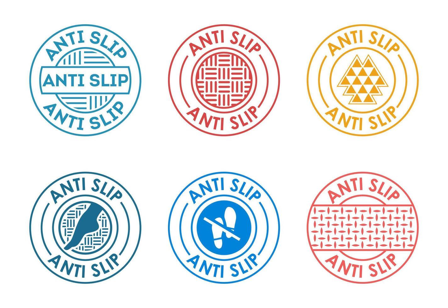 Anti slip icon set design. Non slip safety icon, Slip prevention sign vector