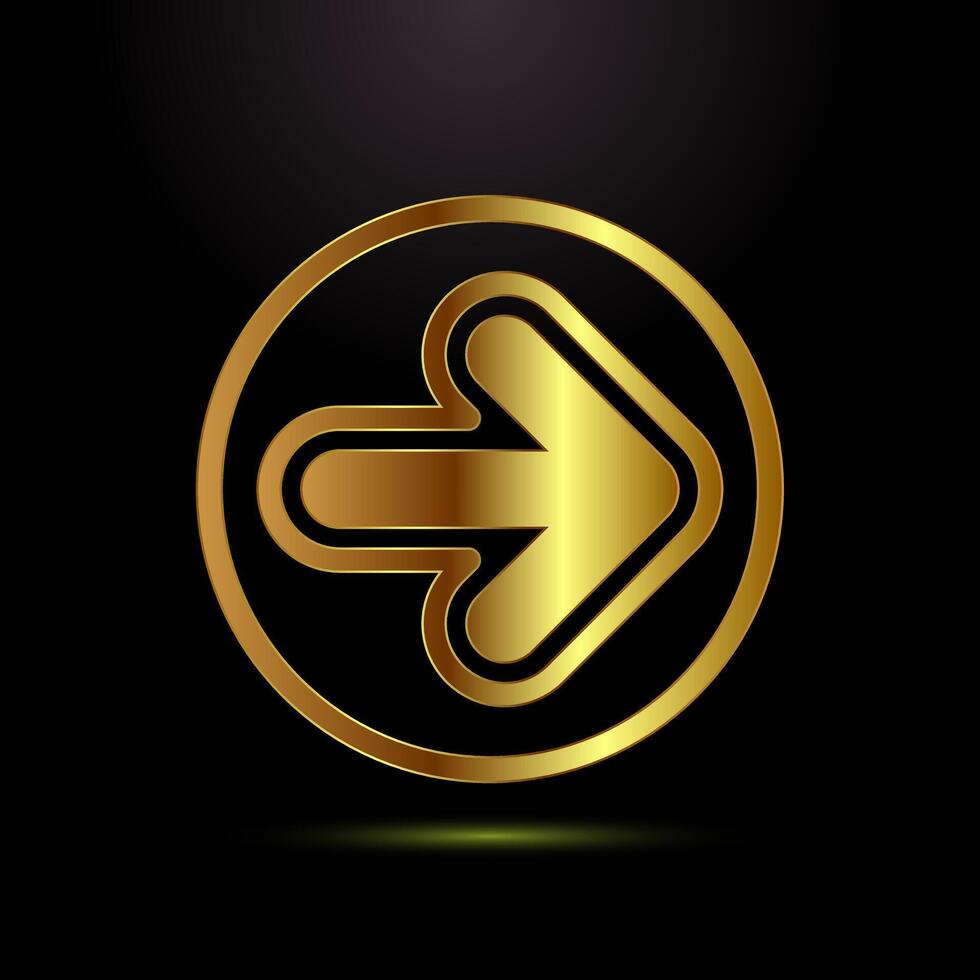 Arrow icon design illustration, arrow symbol in gold color style vector