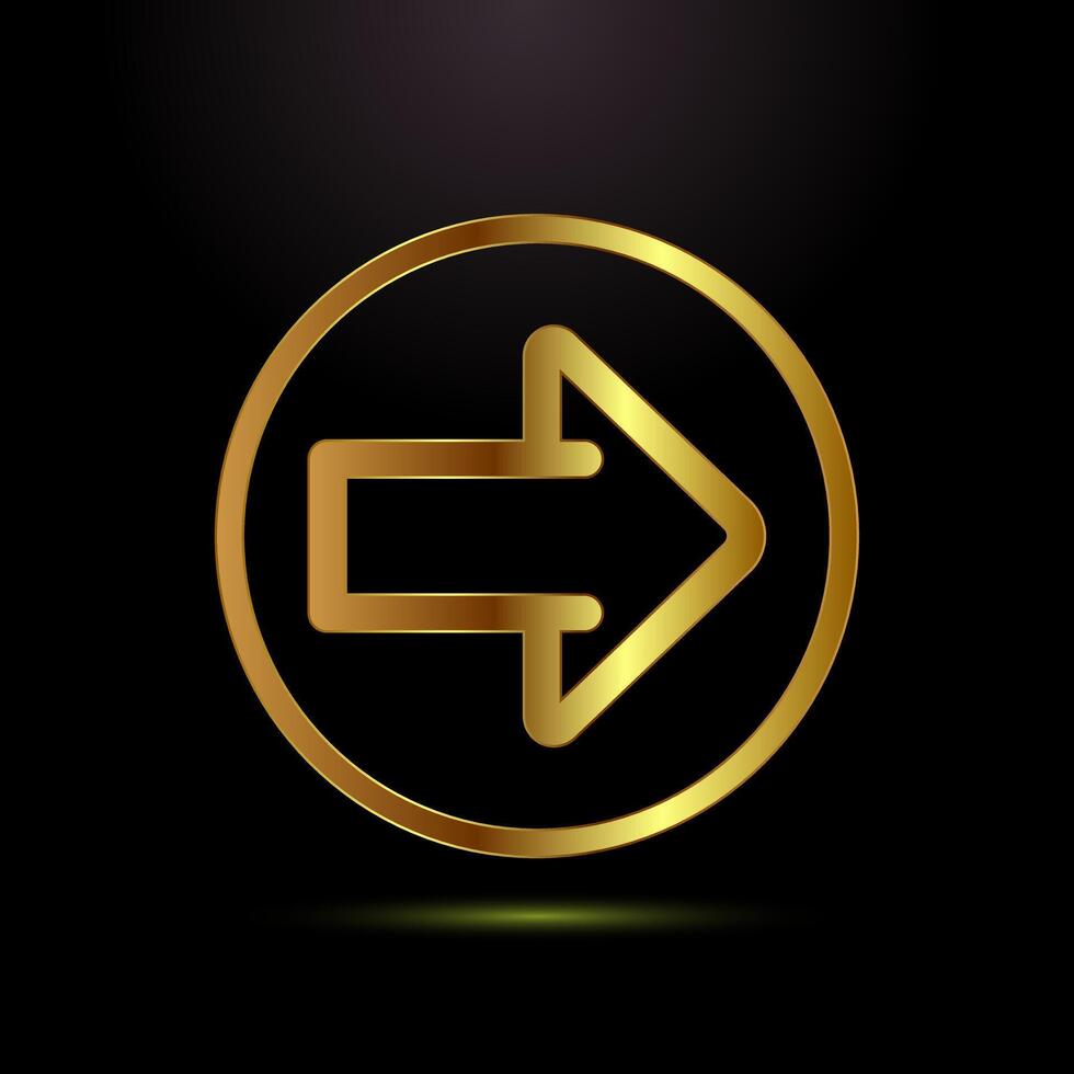Arrow icon design, arrow sign symbol in gold color style vector