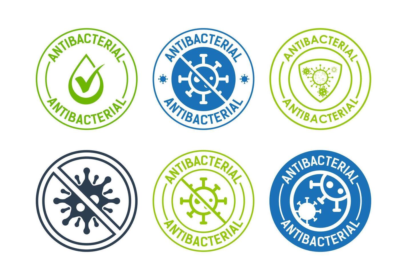 Antibacterial icon set design, Hygiene label symbol for product packaging vector