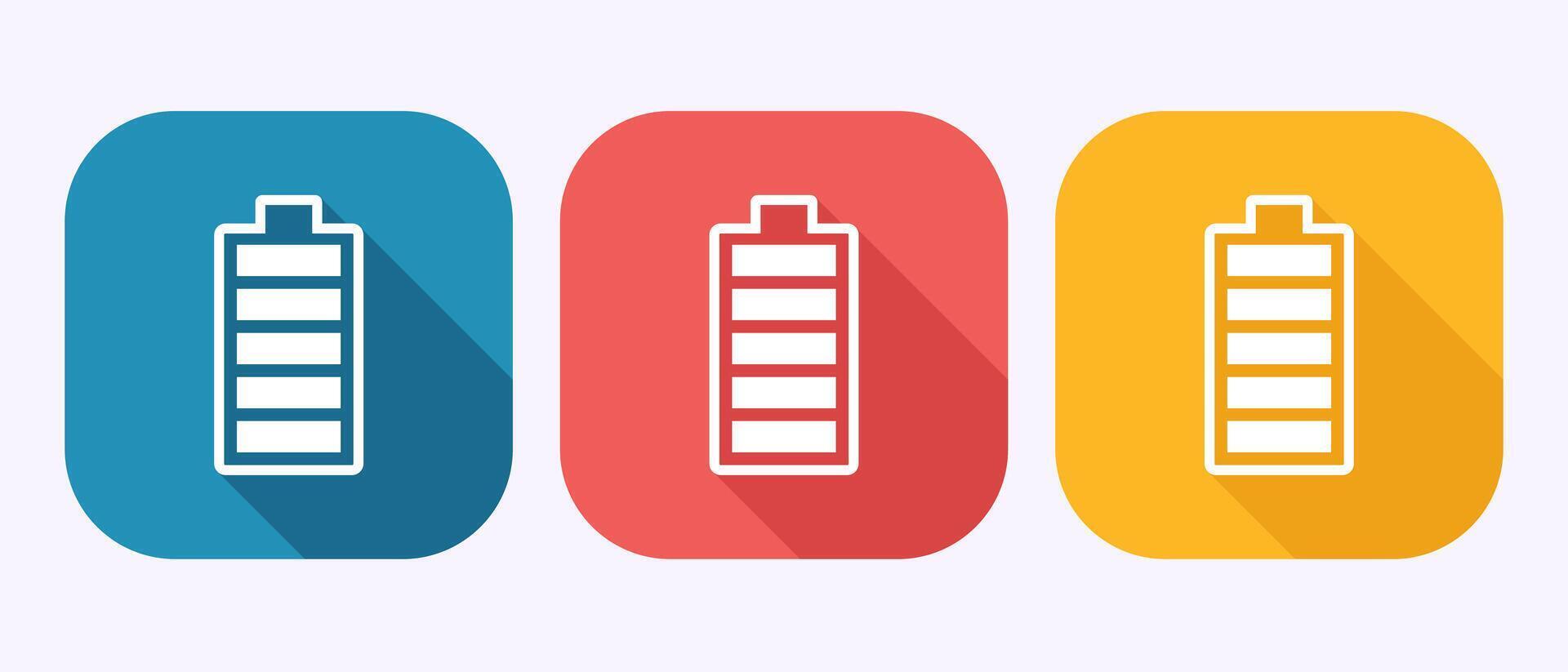 Battery icon design illustration, Battery charging symbol in shadow button design vector