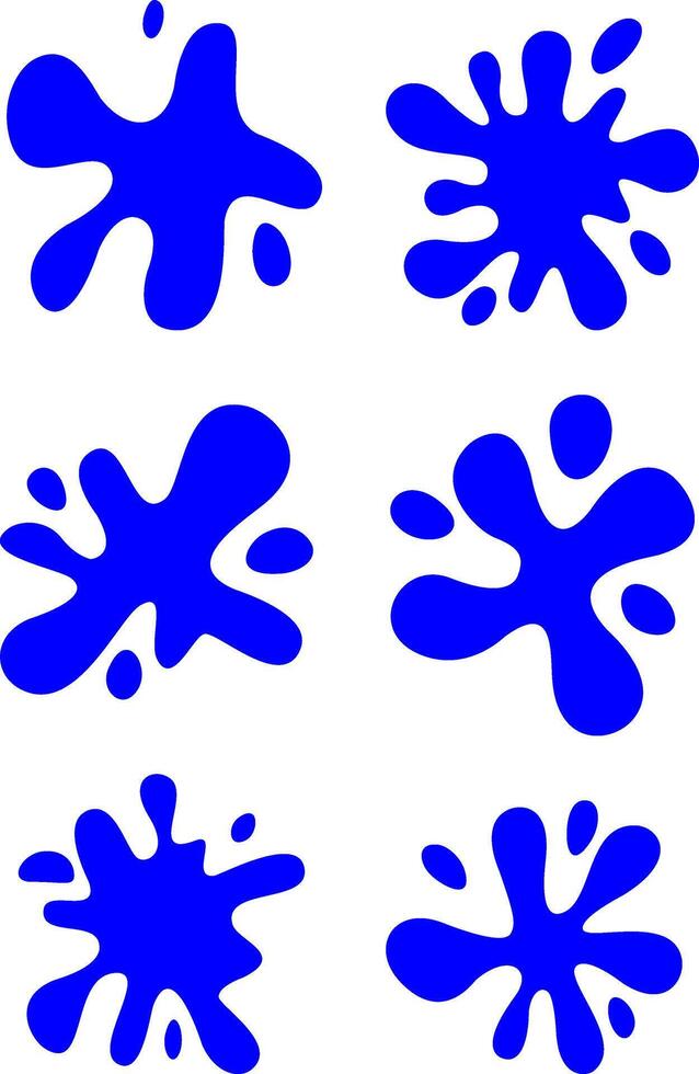 Collection of vibrant and bright blue paint splashes vector