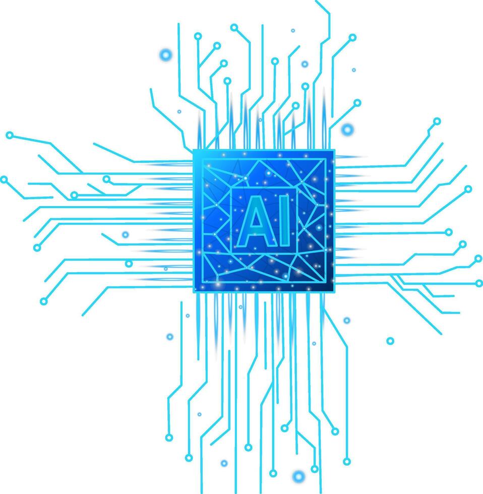 Artificial intelligence logos with circuit desigN vector