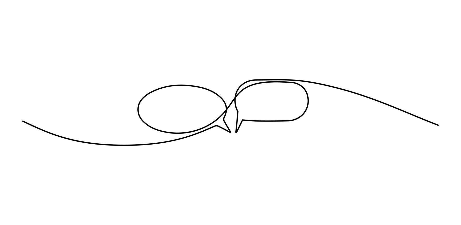 Minimalist One Line Dialog Cloud. Outline of Message Icon vector