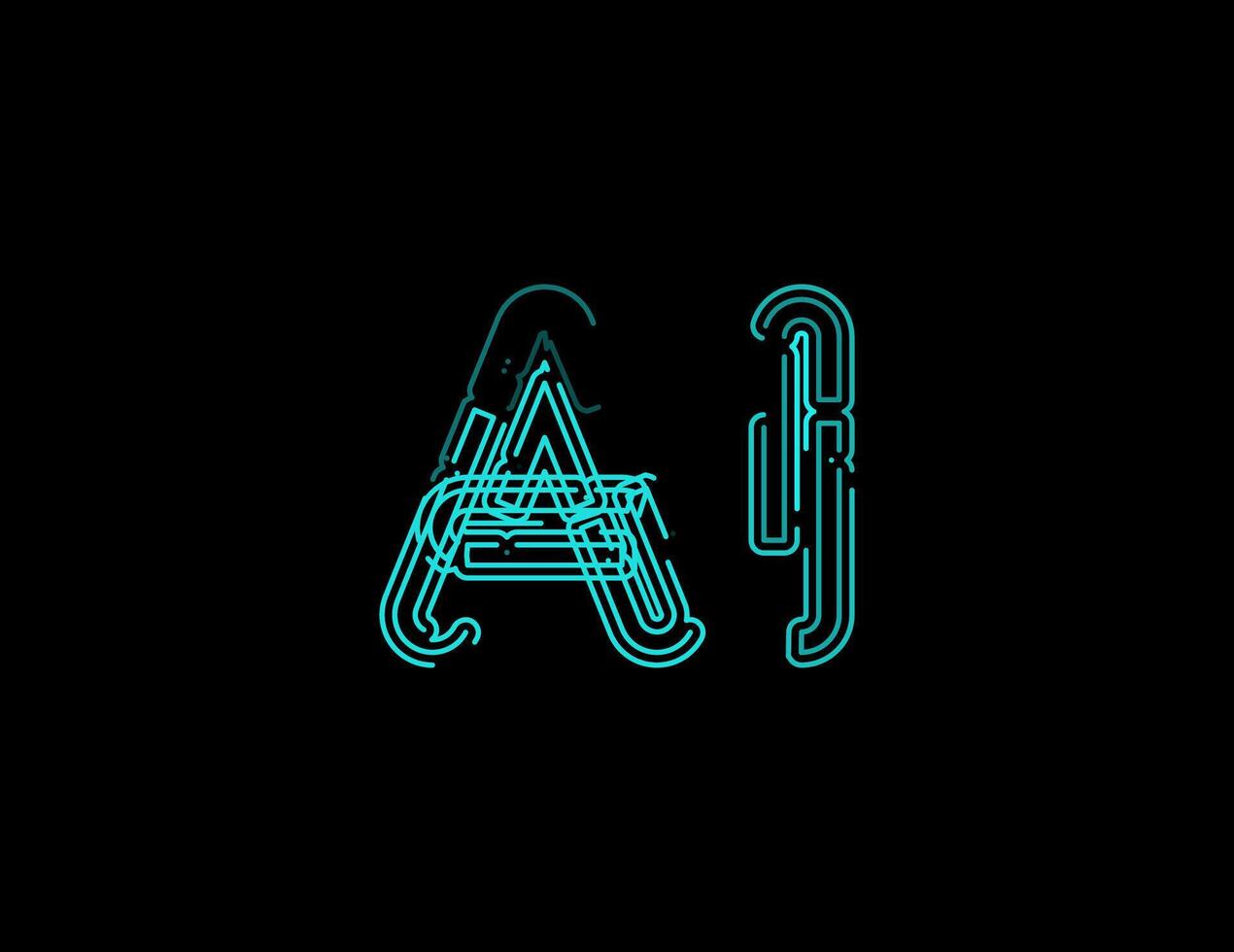 Futuristic AI Logo With Neon Circuit Style For Artificial Intelligence, Cyber Technology, Neural Network, Virtual Assistants, And Tech Startup Projects. Digital Hi-Tech Look. Illustration vector