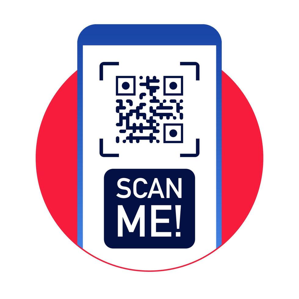 QR code scan me sticker color style vector