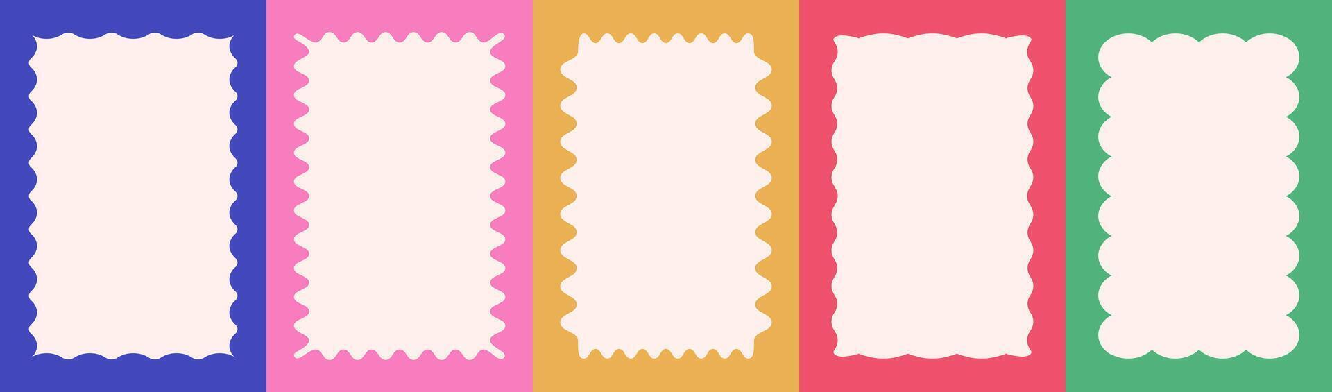 Cloudy wave curve edge border set vector