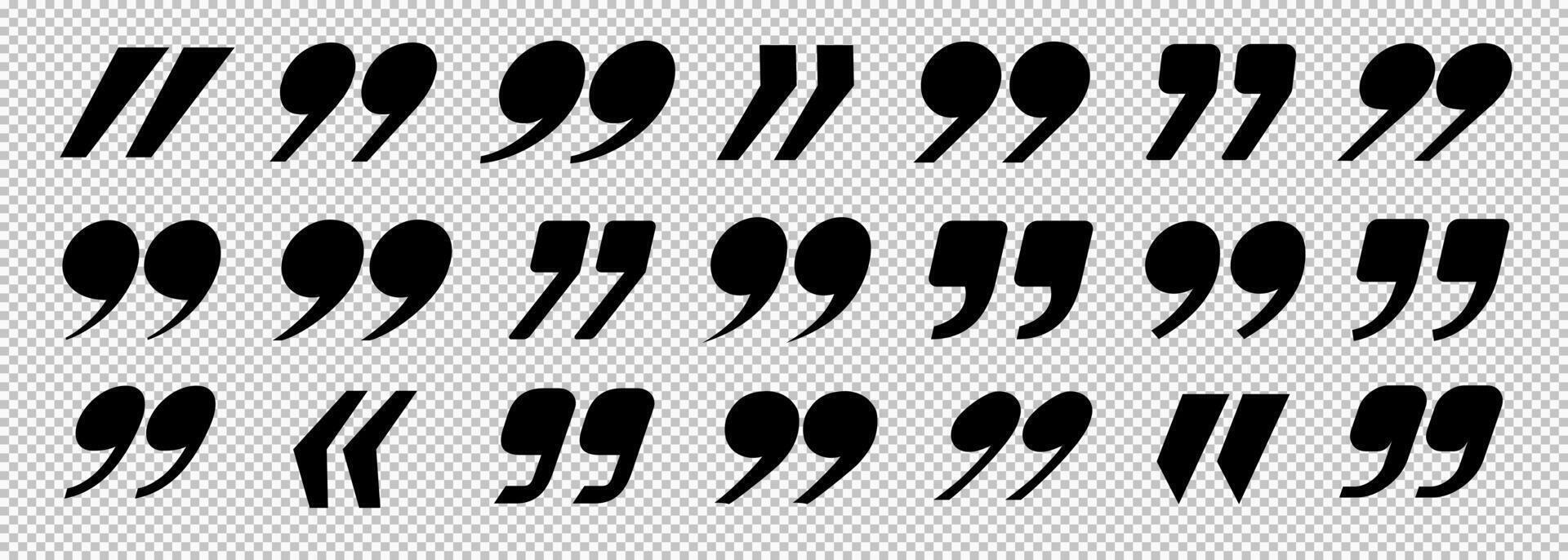 Quotation symbol set black color vector