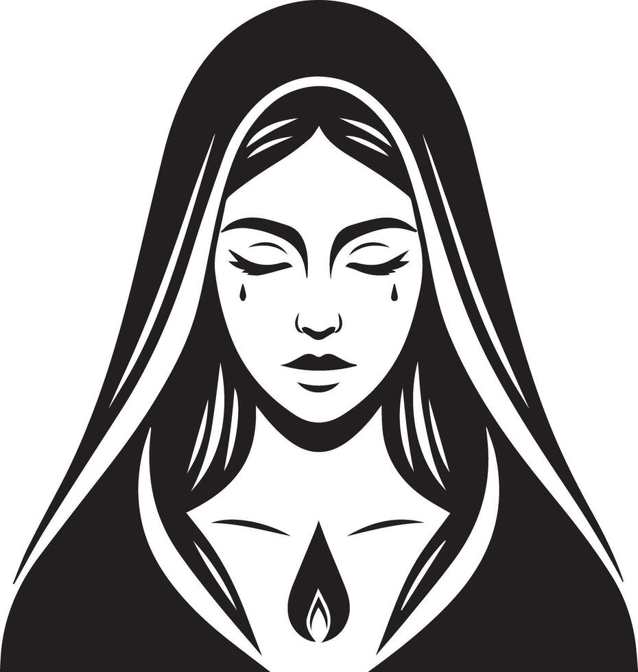 the virgin mary with tears on her face vector