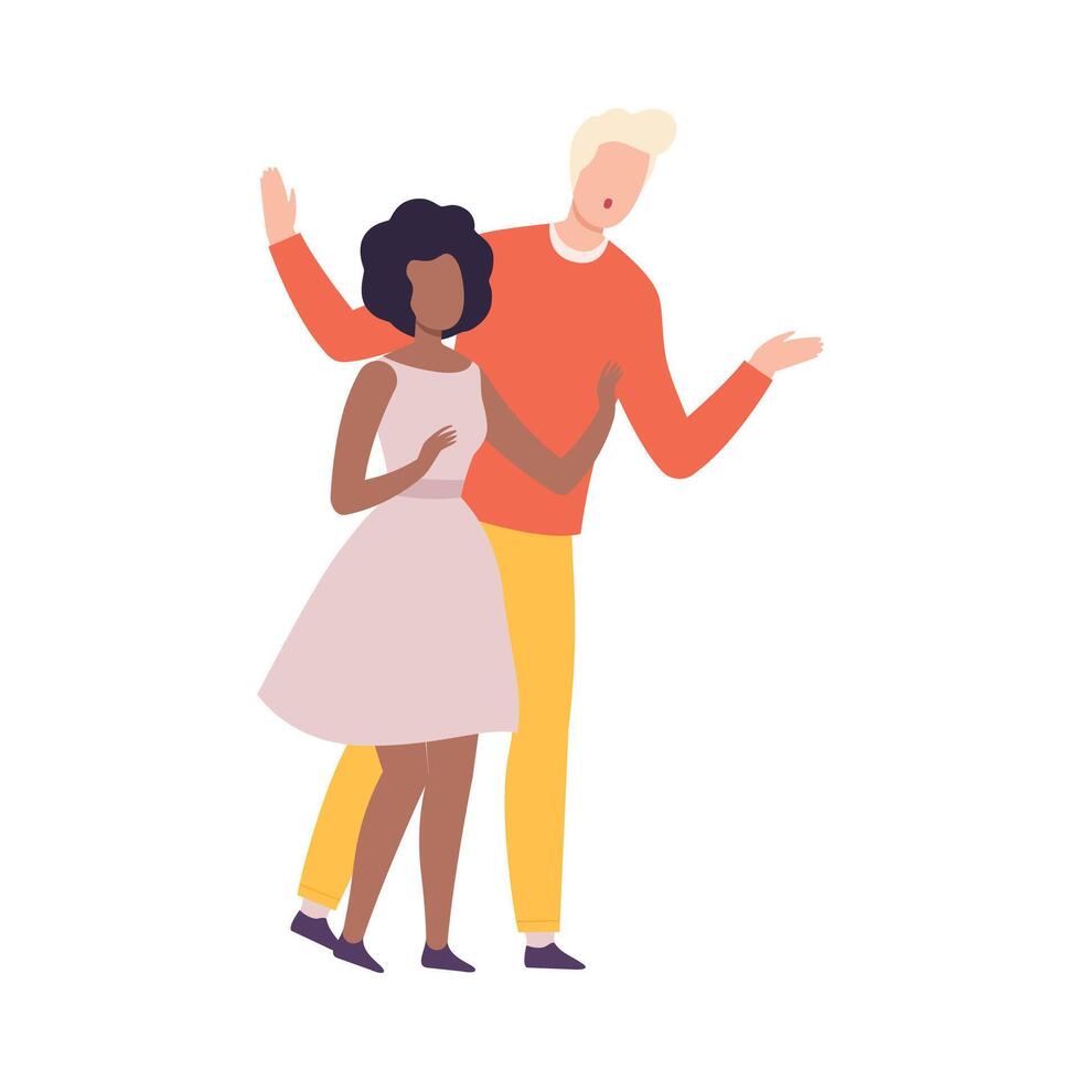 Young Couple Talking to Each Other and Gesturing Flat Style Illustration vector