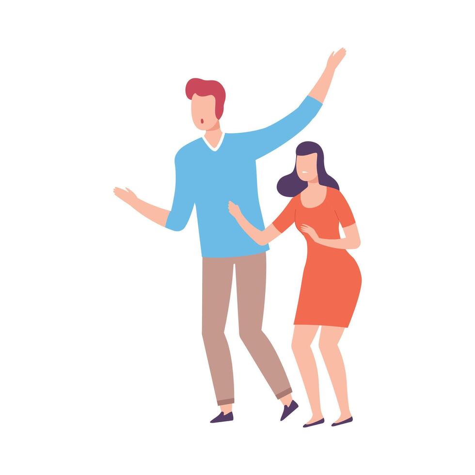 Young Man and Woman Looking at Something and Gesturing Flat Style Illustration vector