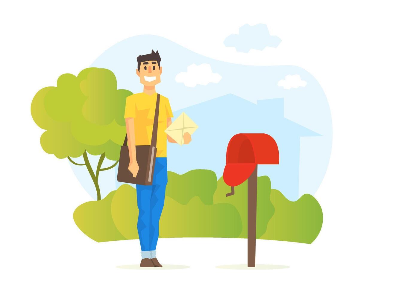 Postmen Delivering Mail, Delivery Service Concept Illustration vector