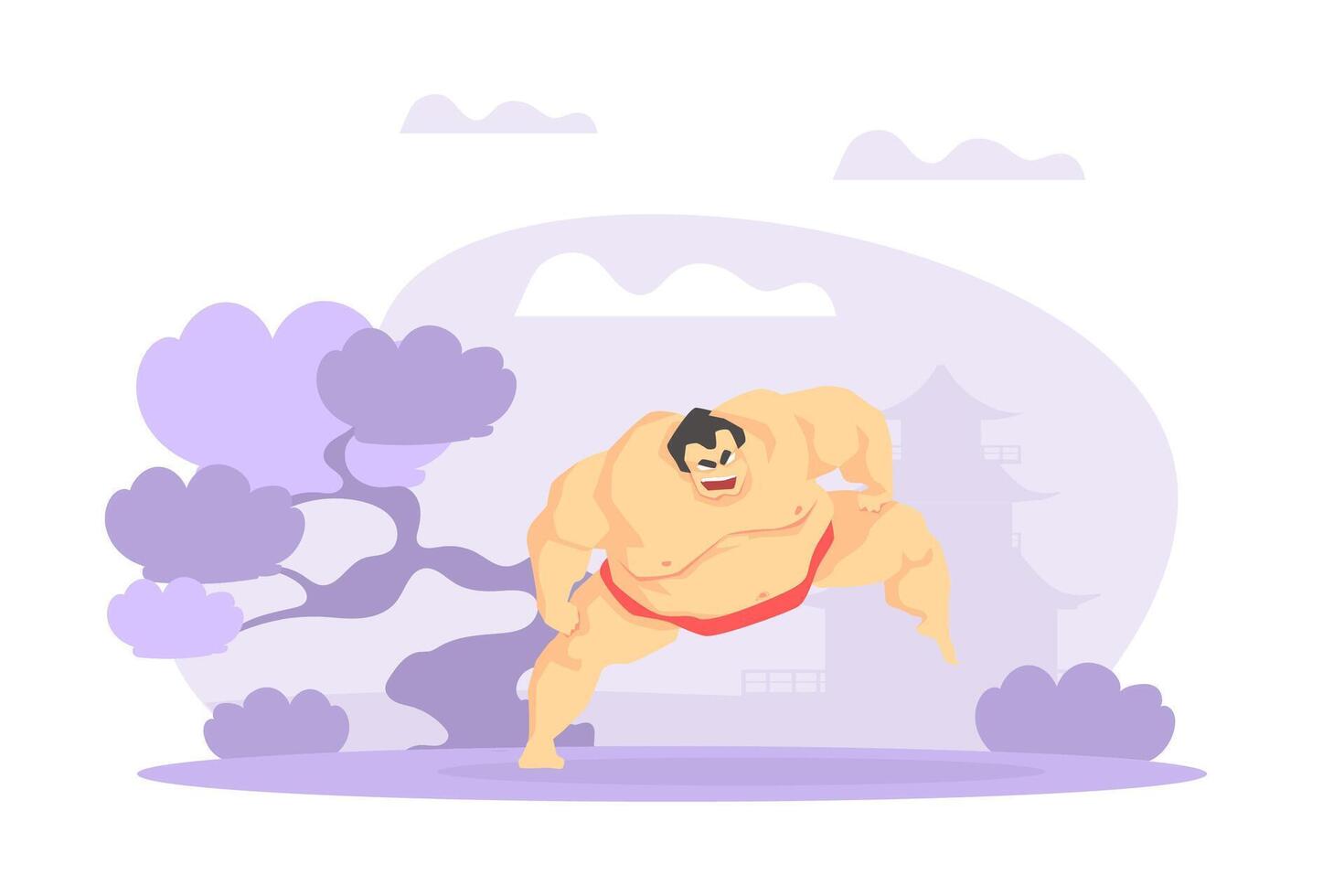 Asian Martial Arts Fighter, Sumo Wrestler Character Illustration vector
