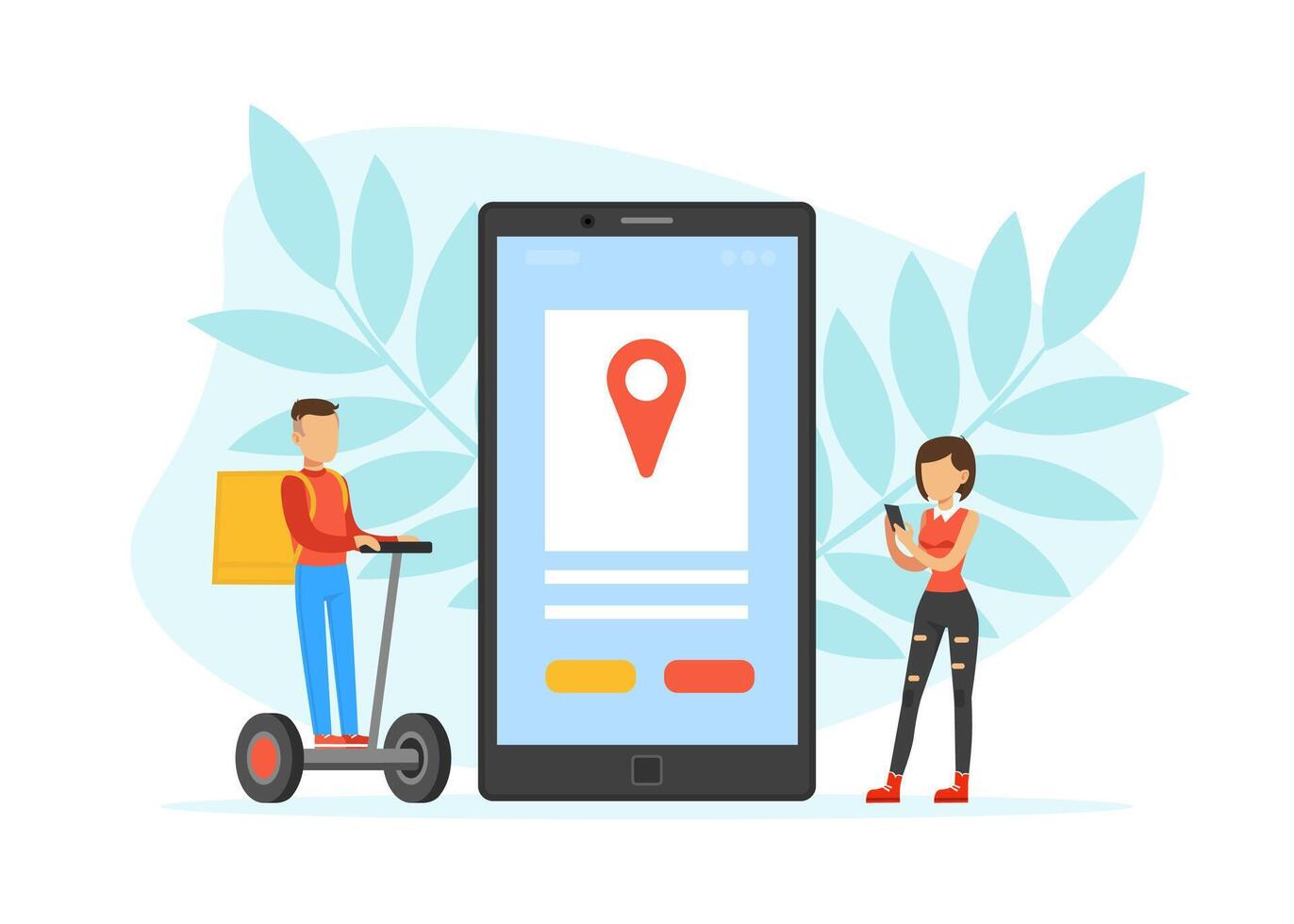 Express Delivery Service, Order Online, Logistics, Man Delivering Package on Hover Board Cartoon Illustration vector