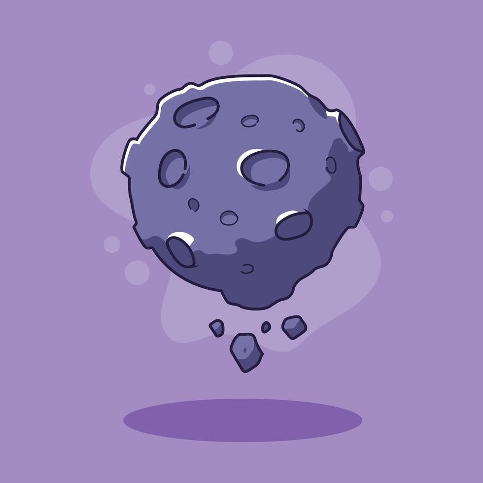 Cartoon Asteroid Floating in Space vector