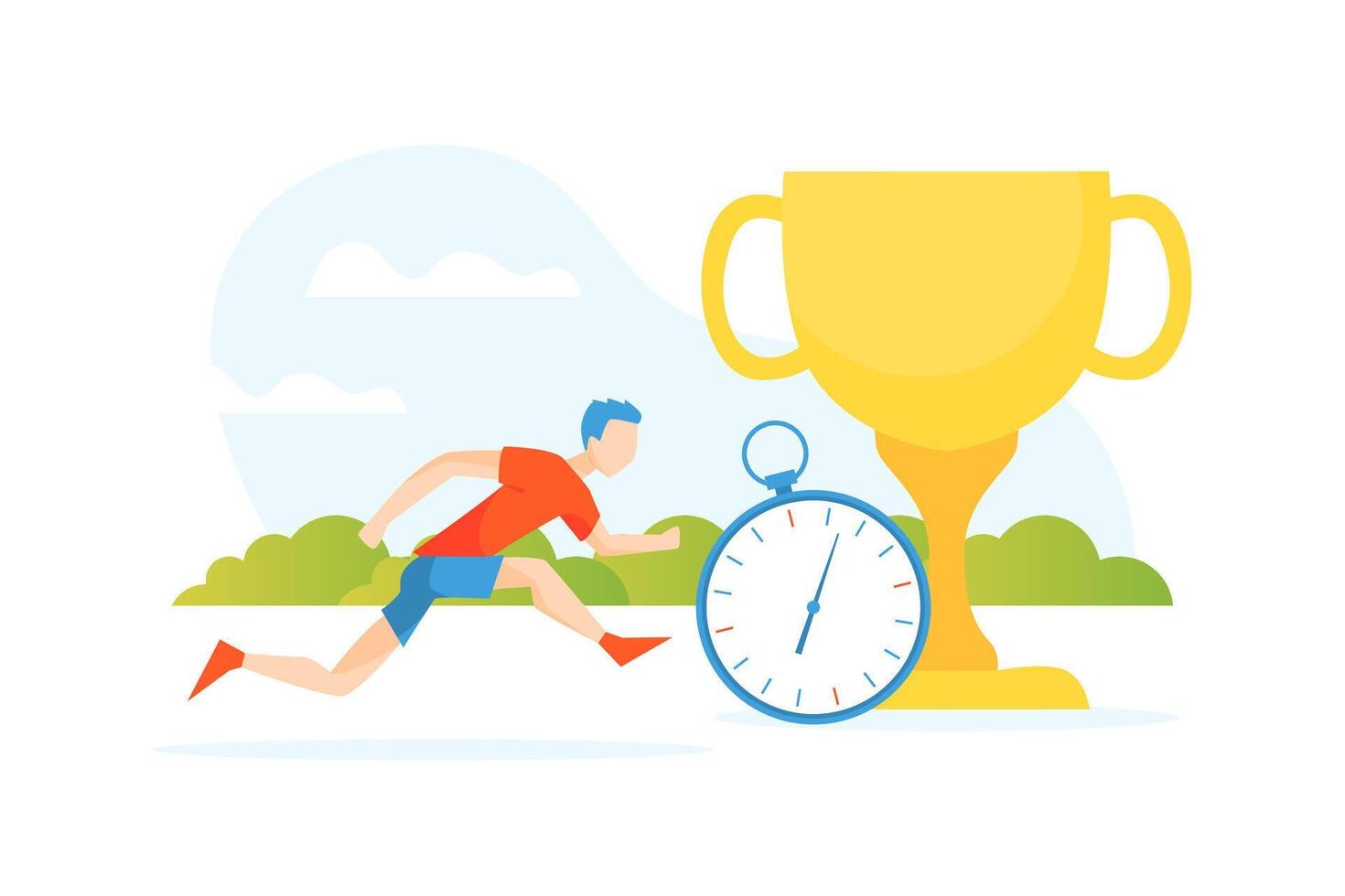 Young Man Dressed in Sportswear Taking Part in Sports Competition, Man Running in Park, Healthy Active Lifestyle Illustration vector