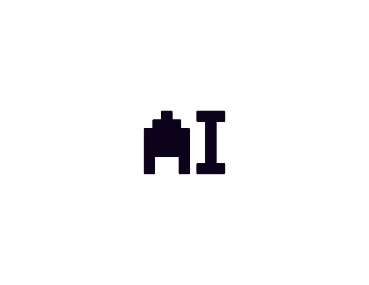 AI Y2K Pixel Logo Monogram Design For Tech, Chatbot, Virtual Assistant, Neural Network, SaaS, Smart Digital Tool. Perfect For Startup of Communication System and Automatisation. Illustration vector