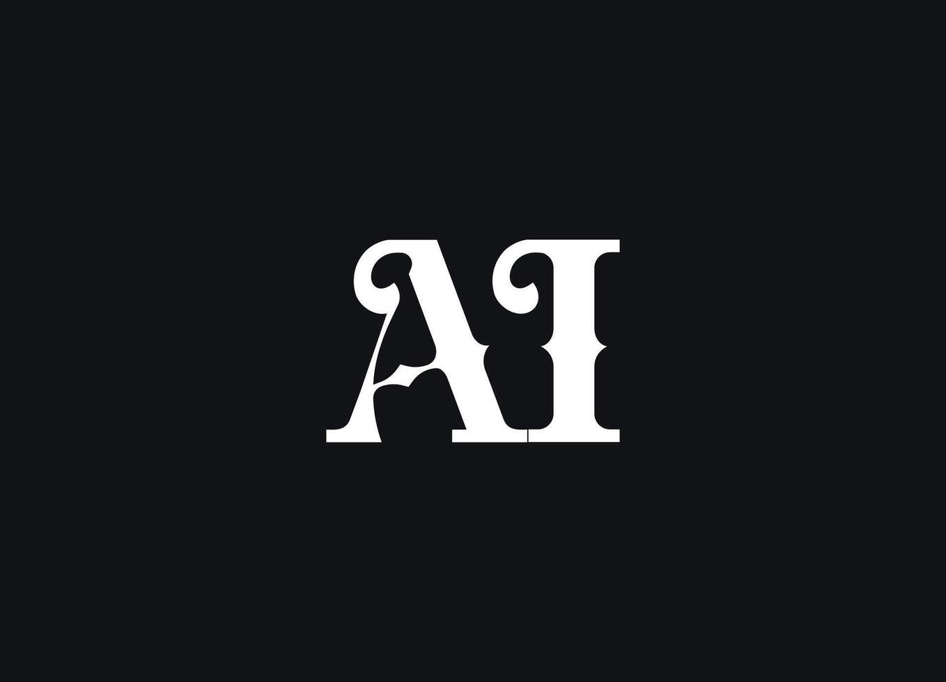 AI Logo Retro Gothic Monogram Design For Tech, Chatbot, Virtual Assistant, Neural Network, SaaS, Smart Digital Tool For Startup of Communication System and Automatisation. Illustration vector