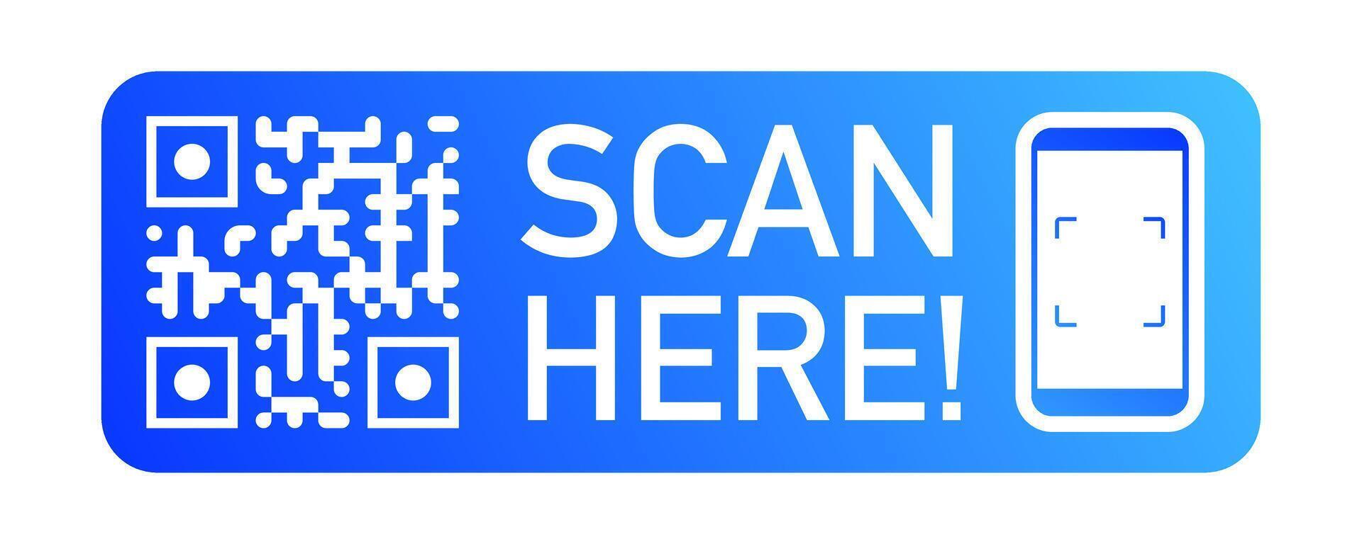 QR code scan here icon color style vector