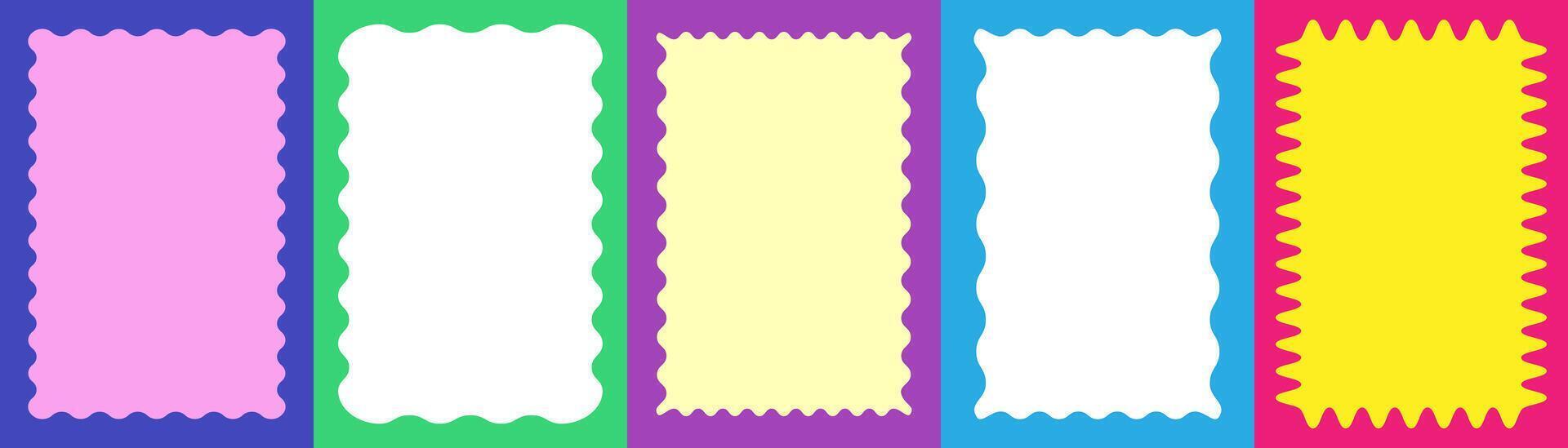 Wavy scalloped colorful rectangular frame vector