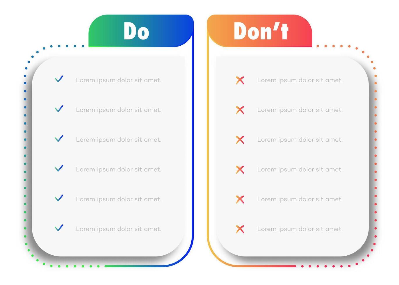 Do and dont card template modern style vector