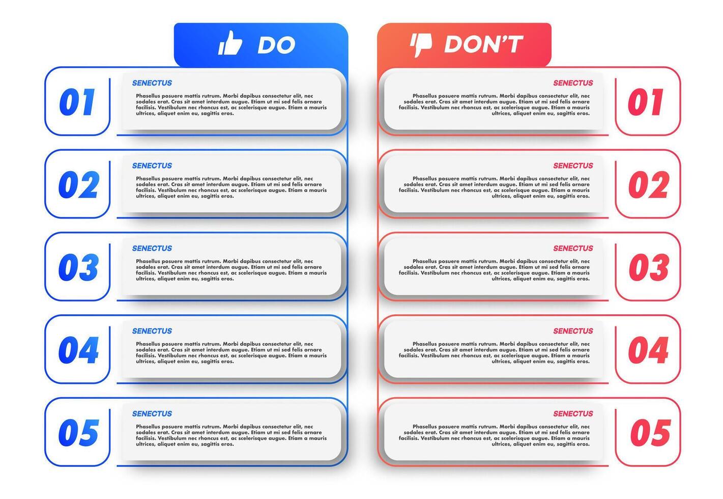 Do and dont infographic design template trendy color vector