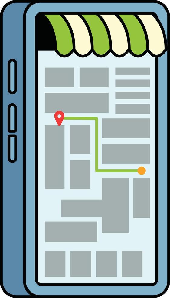 Delivery route on mobile map screen illustration vector