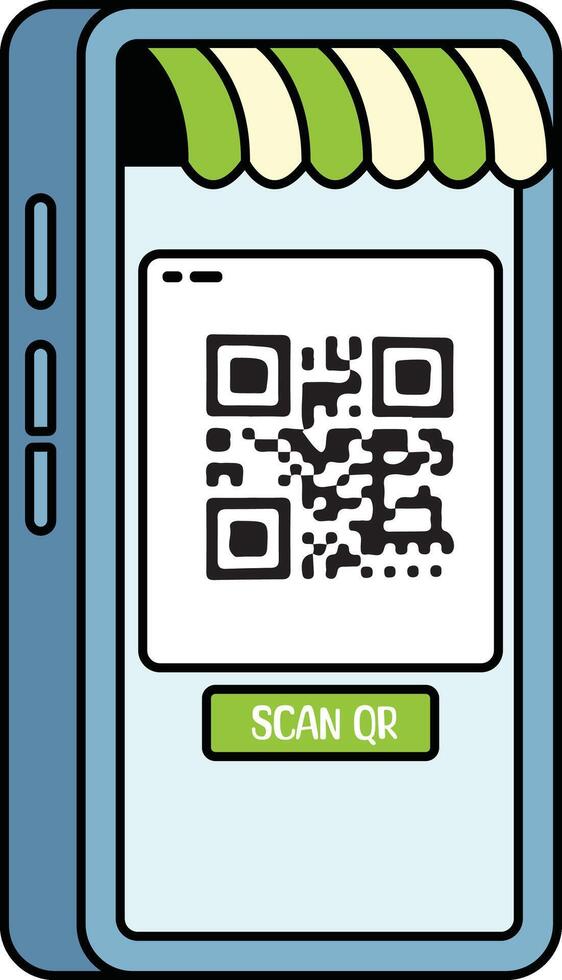 Mobile QR code payment screen illustration vector