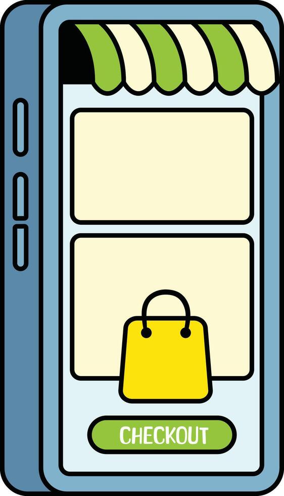 Online shopping cart checkout screen illustration vector