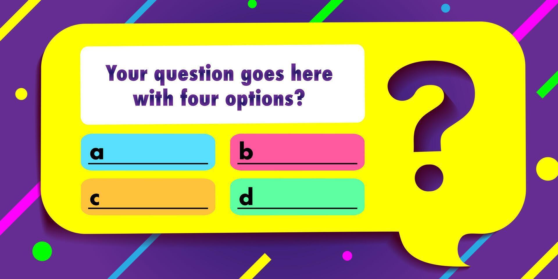 Quiz game menu template color style vector