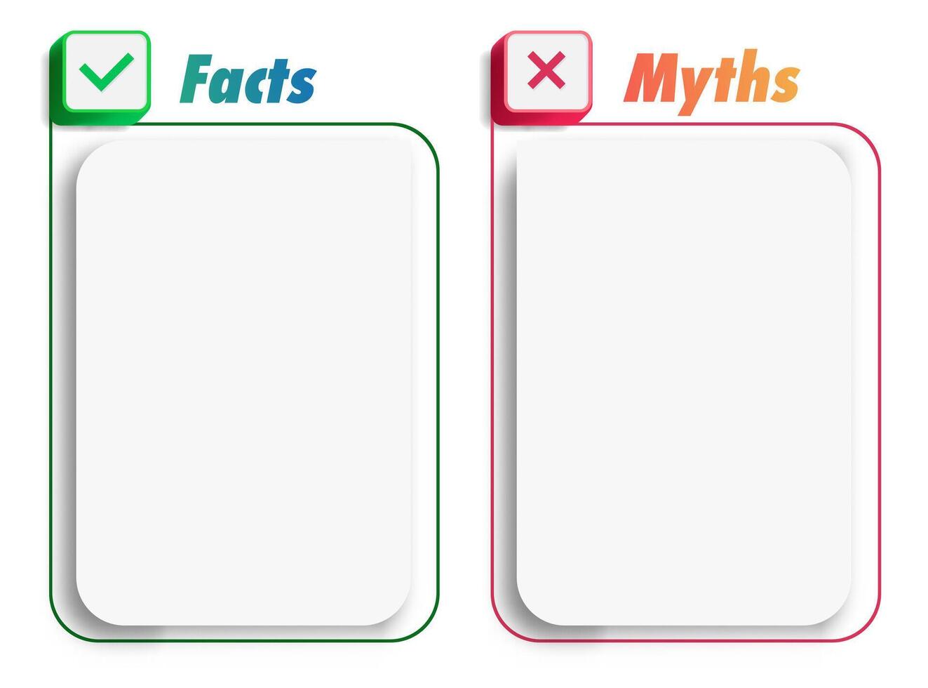 Facts vs myths frame template trendy style vector