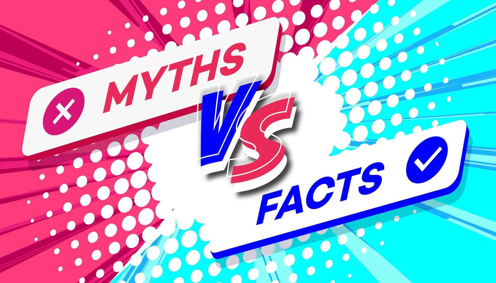 Myths vs facts card 3d style isolated on bright background vector