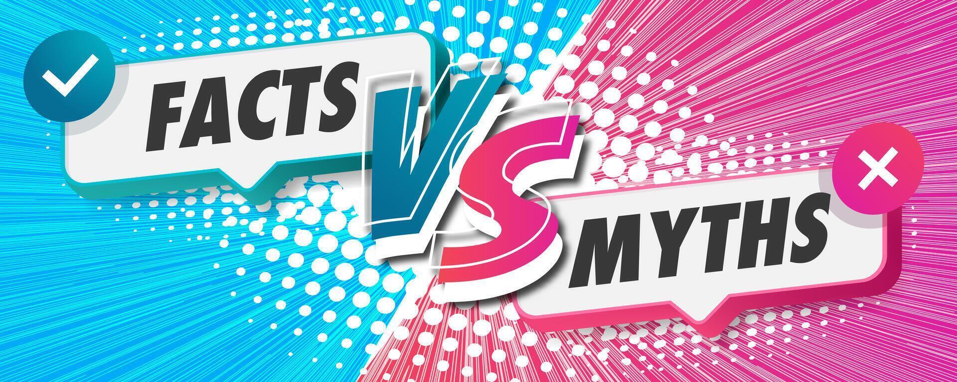 Myths vs facts banner trendy style vector