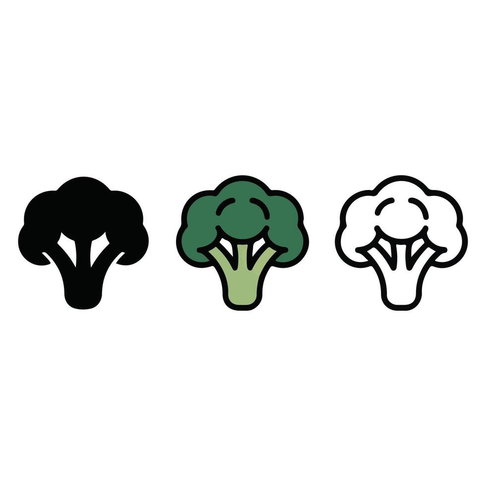Flat Broccoli Icons. vector