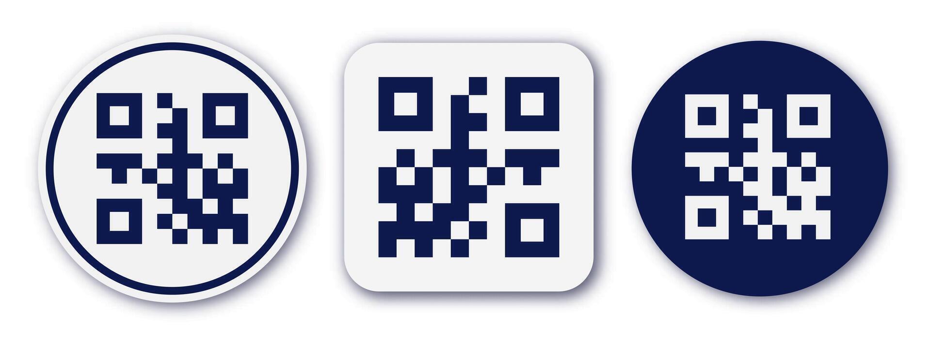 Qr code set on white back 3 vector