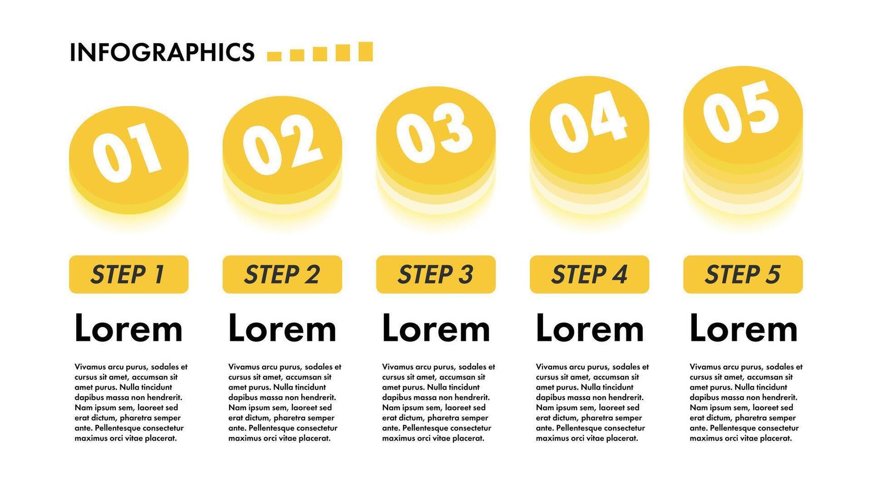 Infographic template with 5 step column trendy style vector