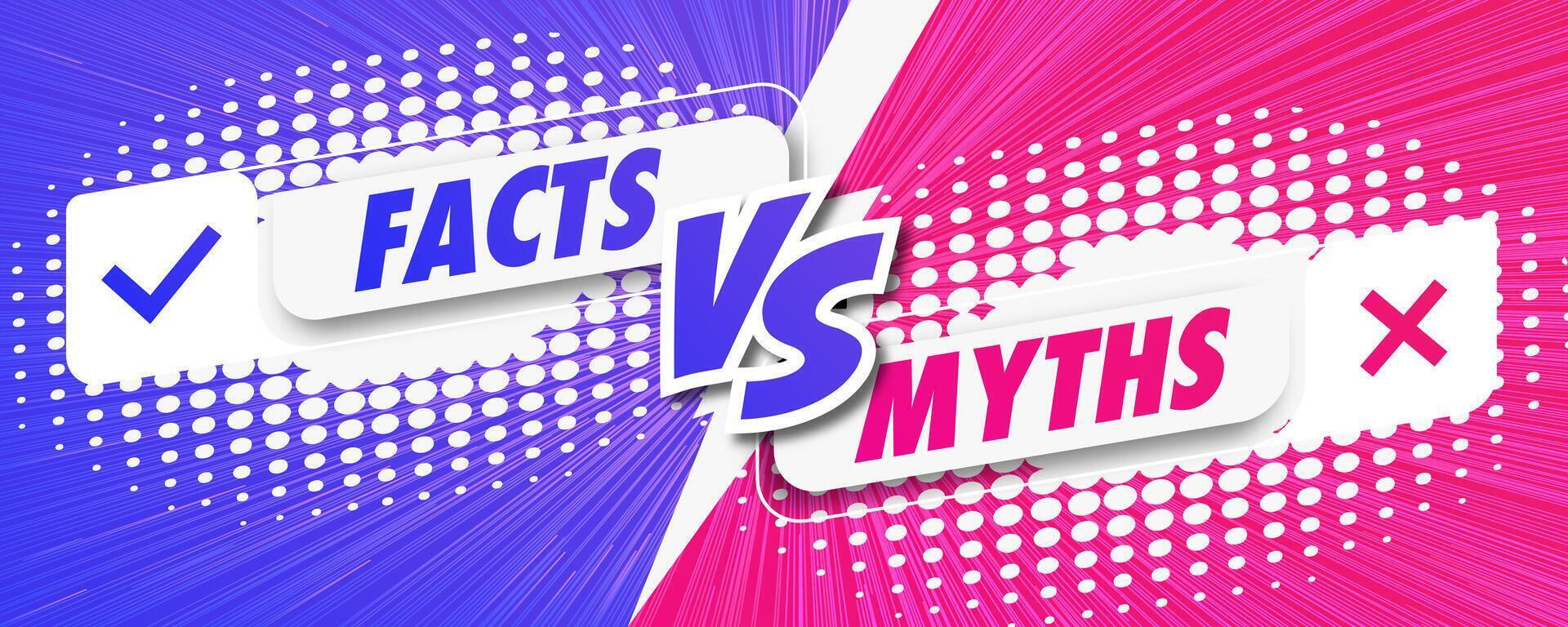 Facts vs myths card colorful style vector