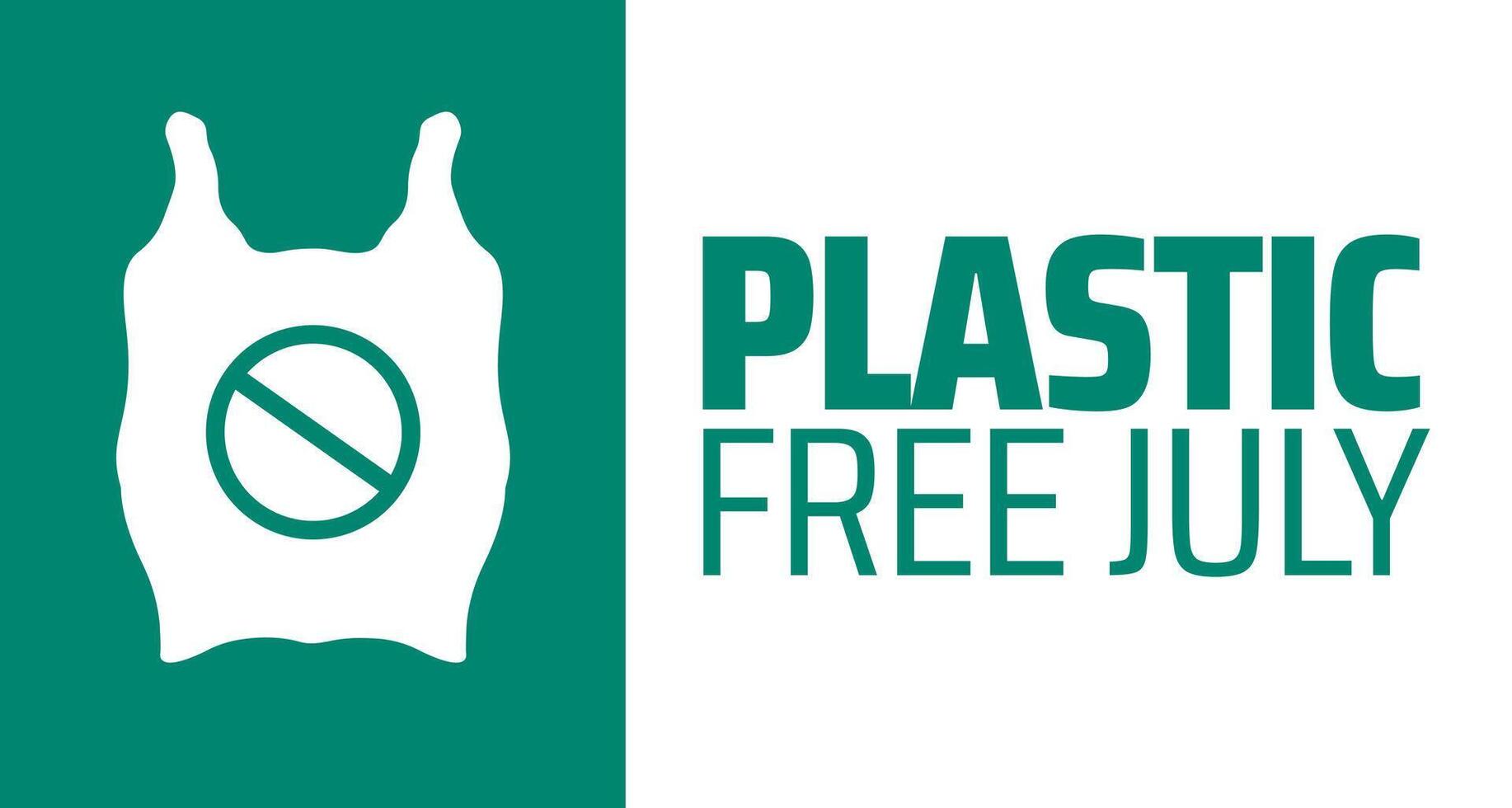 Plastic Free July background or banner design. Plastic Bag with Prohibition Sign Background, Promoting Environmental Sustainability and Reducing Waste vector