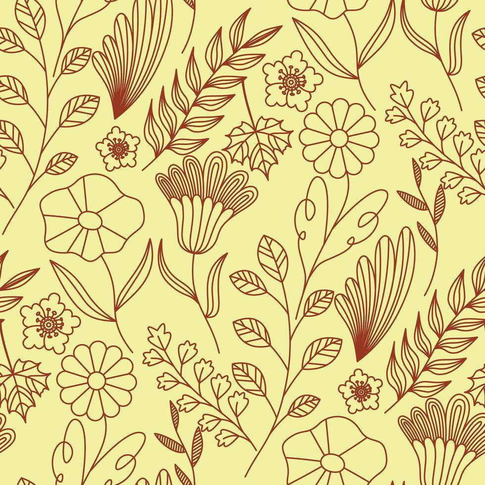 Hand-drawn floral and botanical pattern background illustration for invitations and greeting cards vector