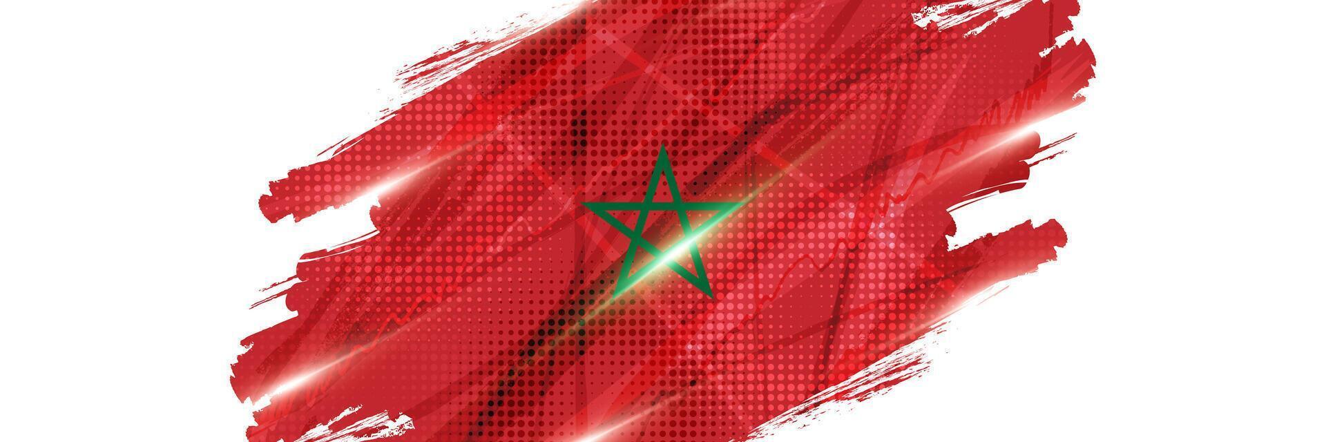 Morocco Flag with Brush Paint Style and Halftone Effect vector