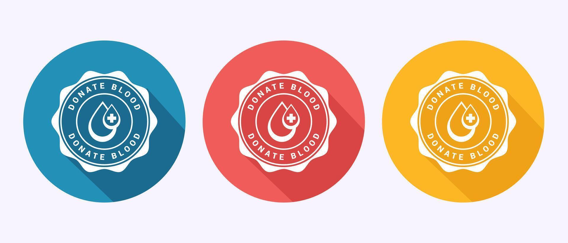 Blood donation icon design illustration. Donate blood label sign in shadow button design vector