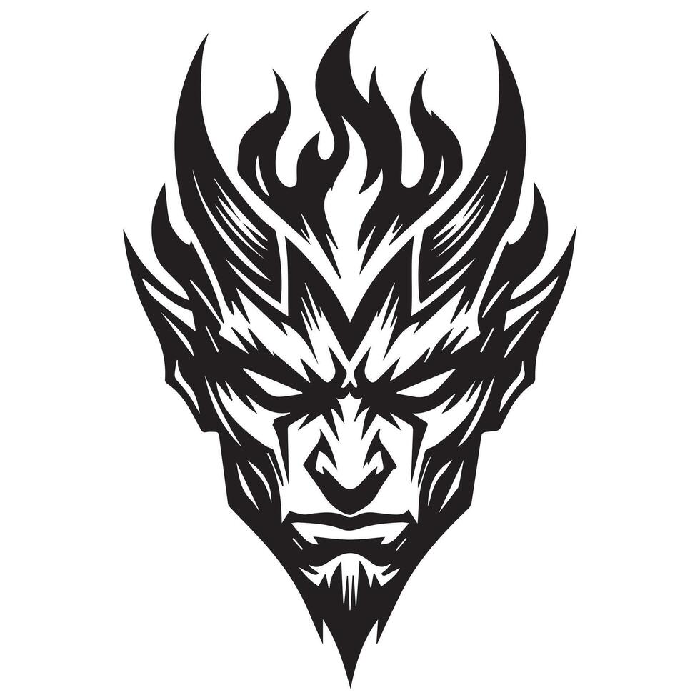 Horror Skull art Clipart Featuring Devil Face vector