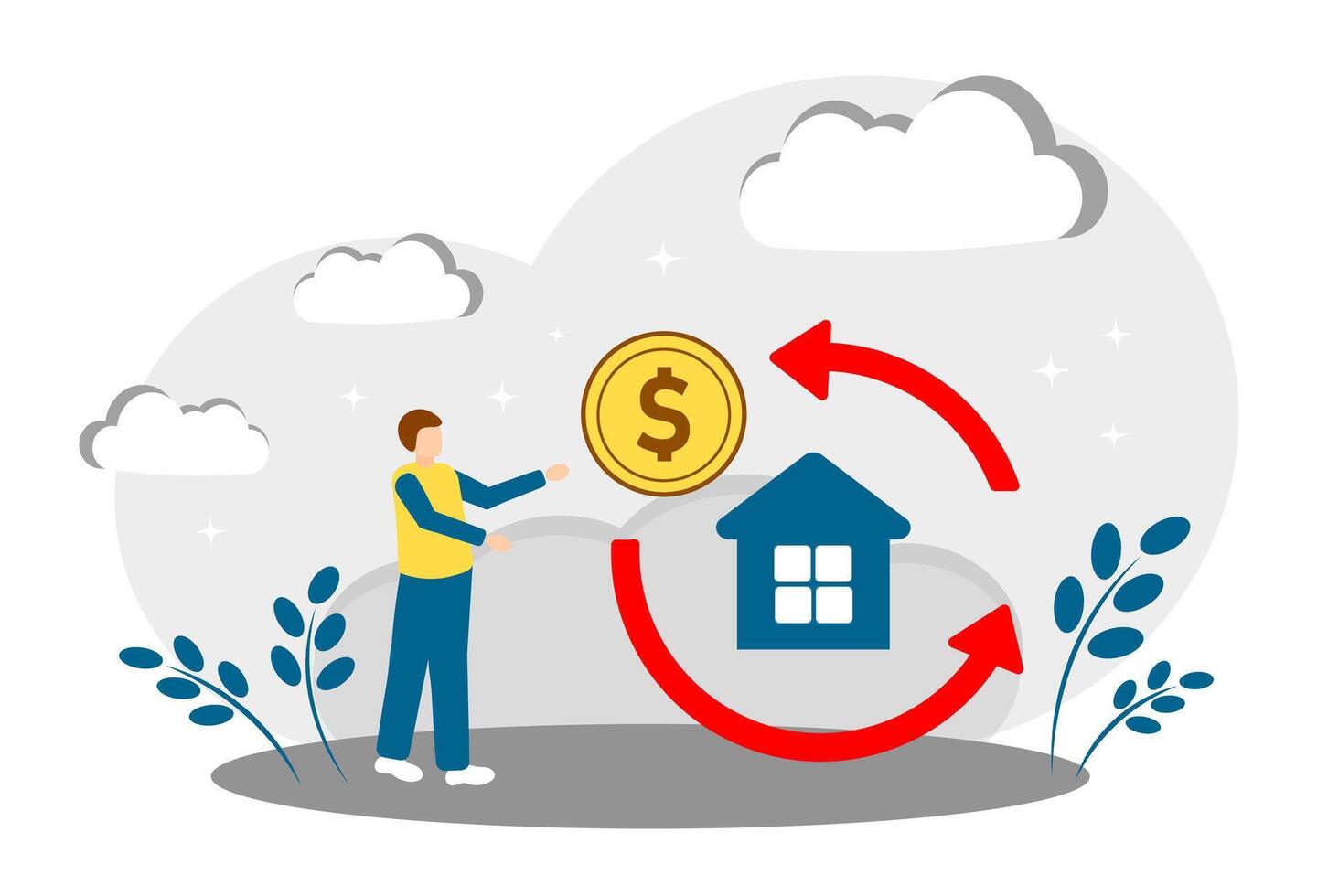 The concept of buying real estate, mortgage and renting housing vector