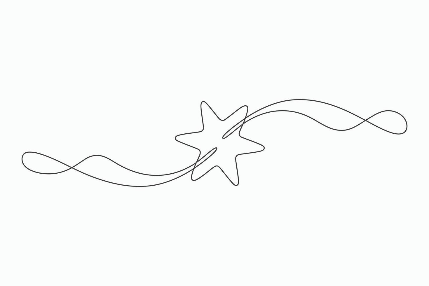 Single line star design with swirling ribbon vector