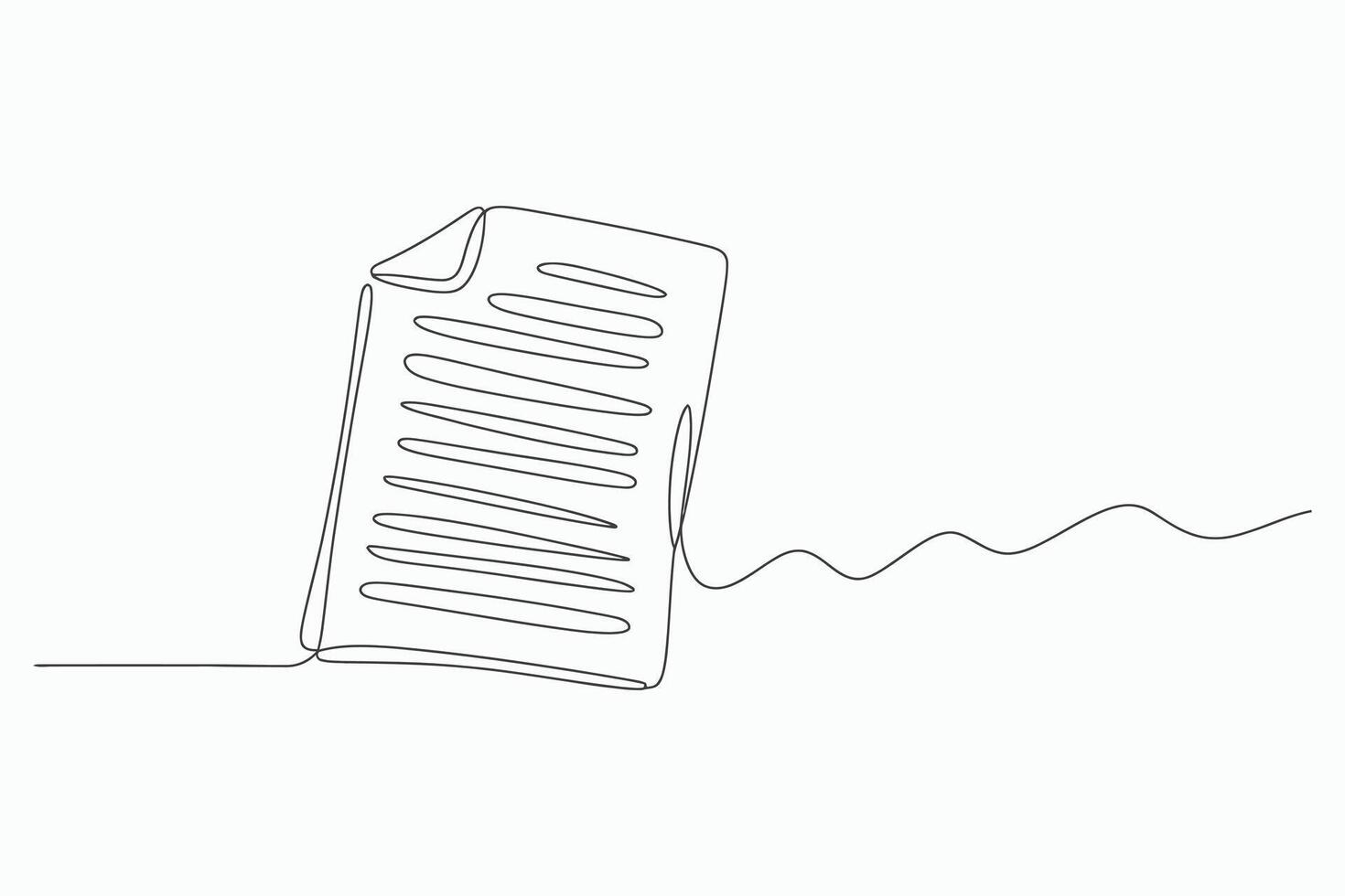 Single line drawing of a document paper vector