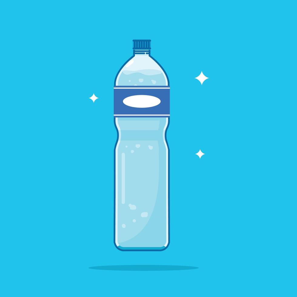 1500ml center curved plastic water bottle, healthy blue drinking water packed in a bottle, recyclable and easy to store liquids. vector