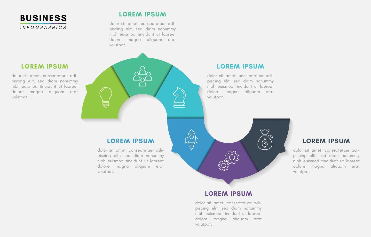 Circle infographic design template with 6 options or steps vector
